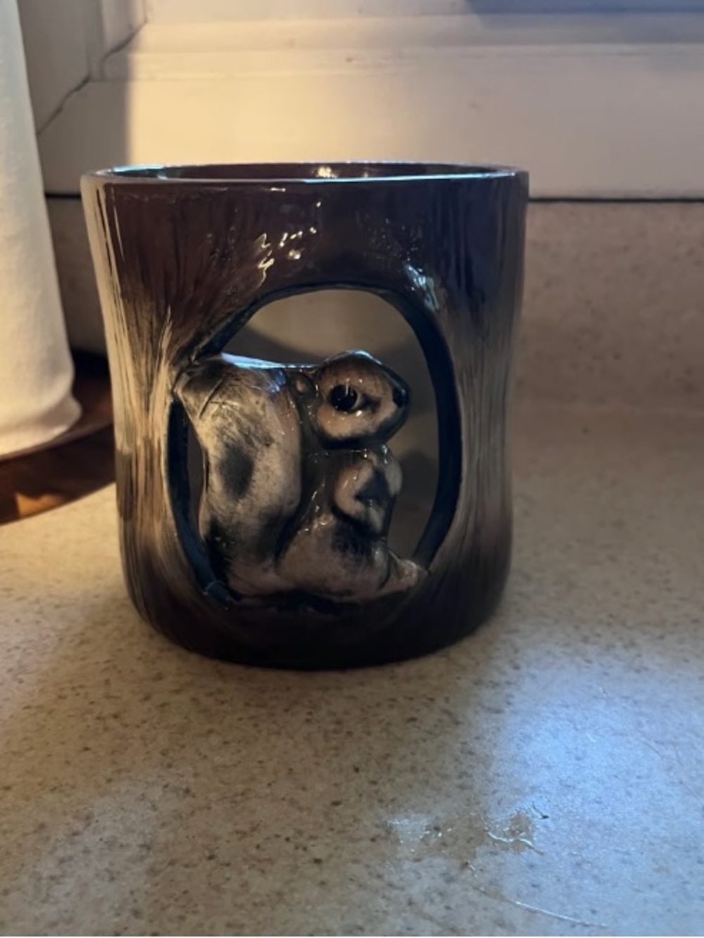 Ceramic Gray Squirrel Accent Candle Holder - Home Accents